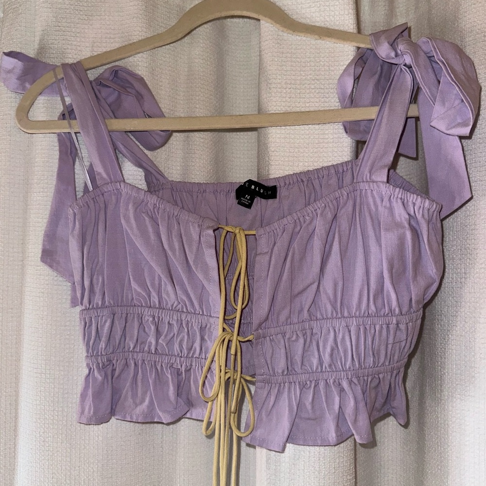 BlueBlush Lavender and Yellow Tie Top